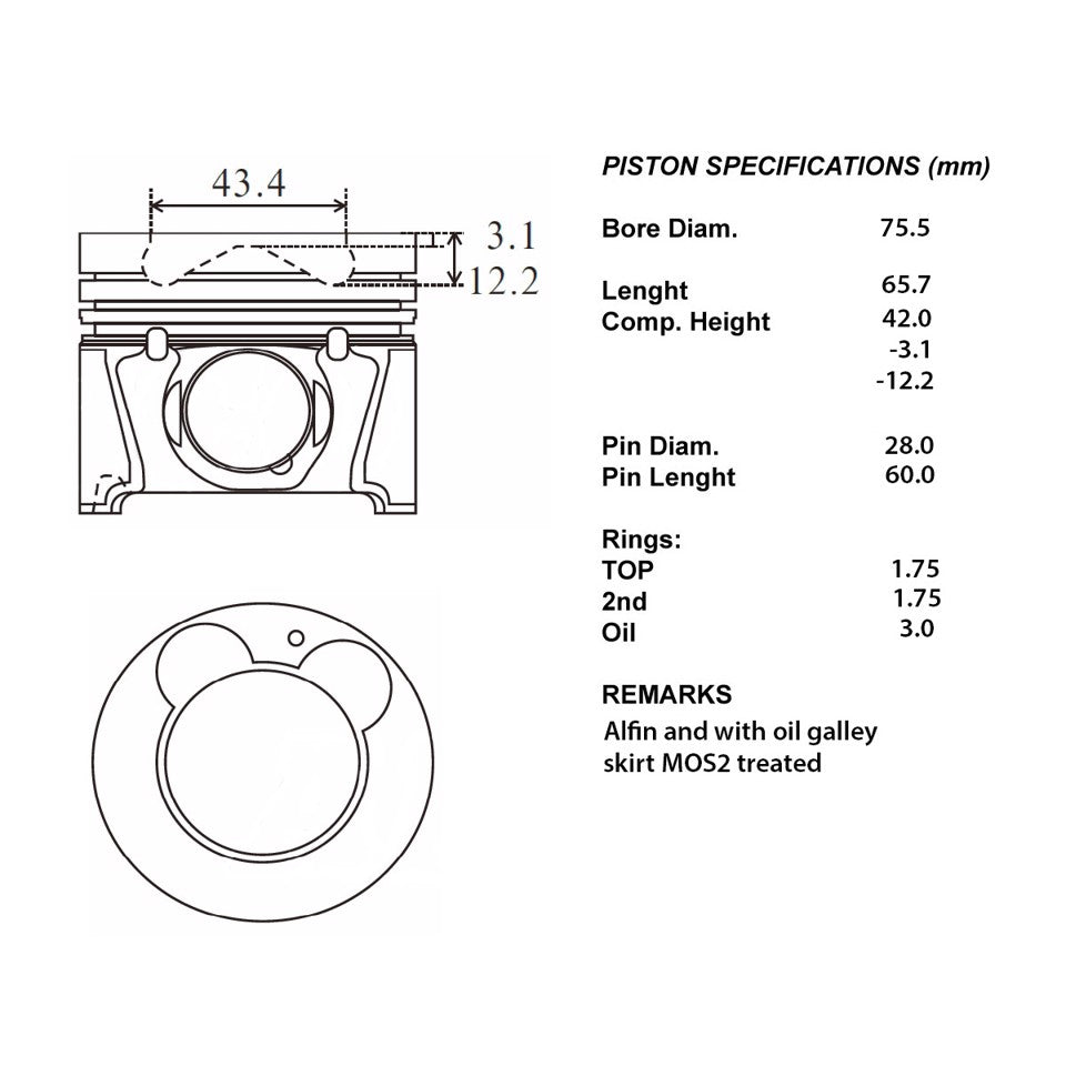 SERIE PISTONI MOTORE COMPLETI 050