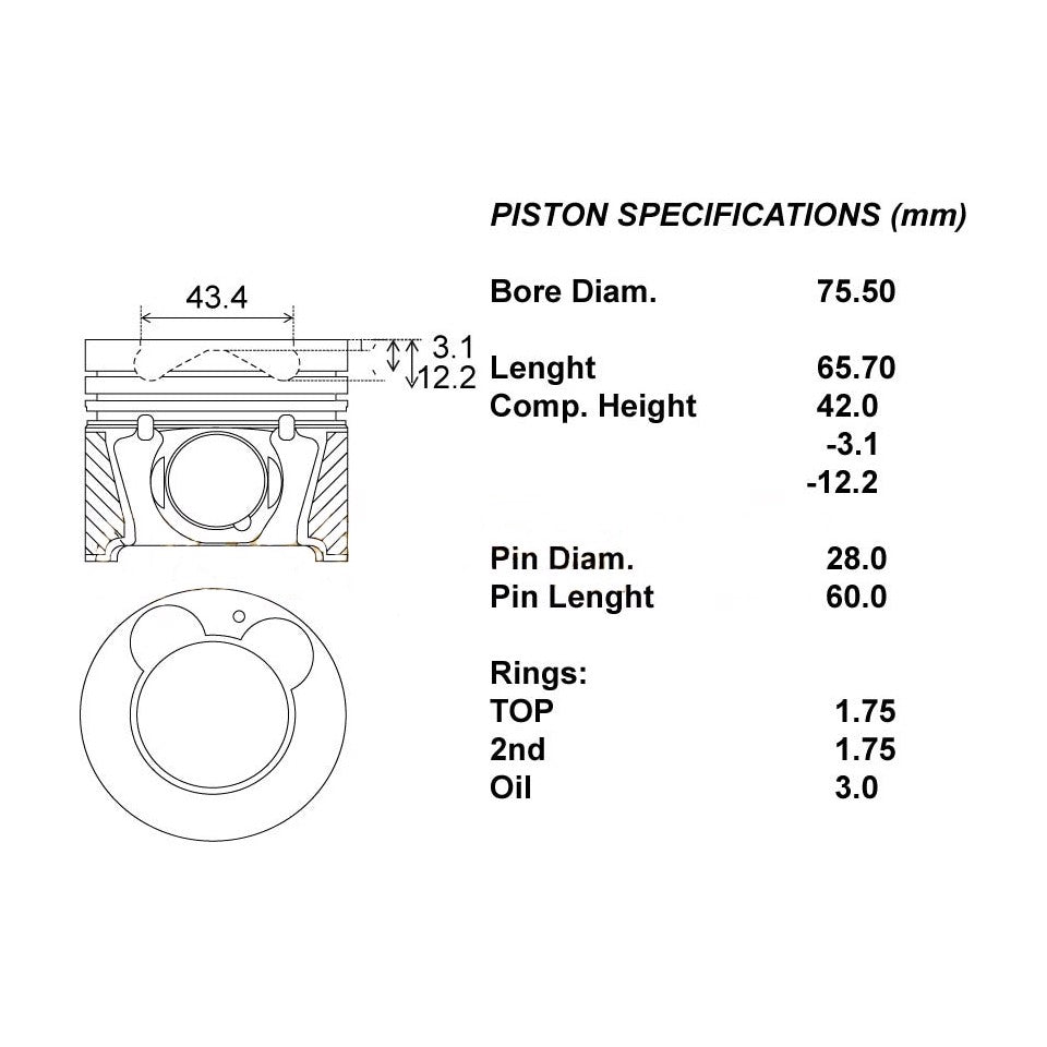 SERIE PISTONI MOTORE COMPLETI 050