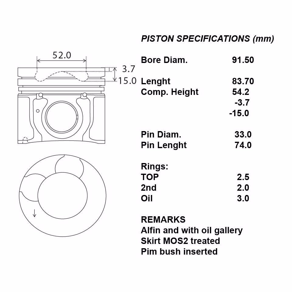 SERIE PISTONI MOTORE COMPLETI 050