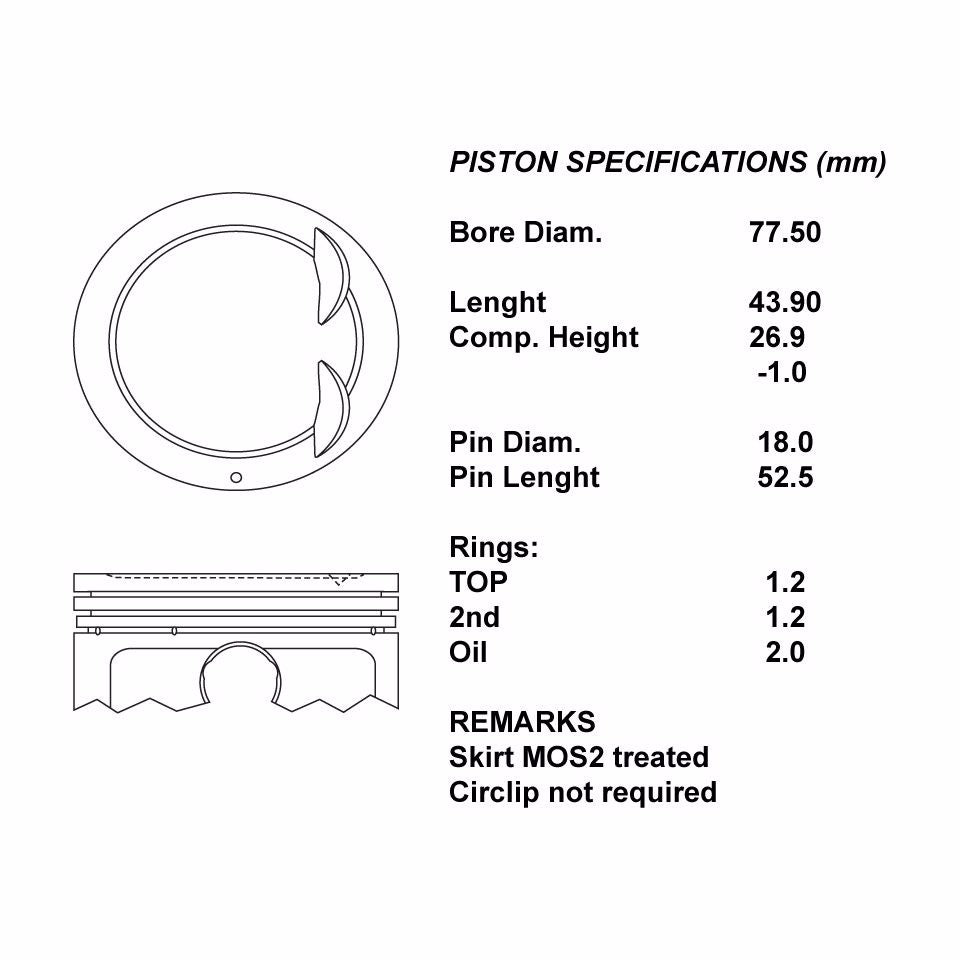 SERIE PISTONI MOTORE COMPLETI 050