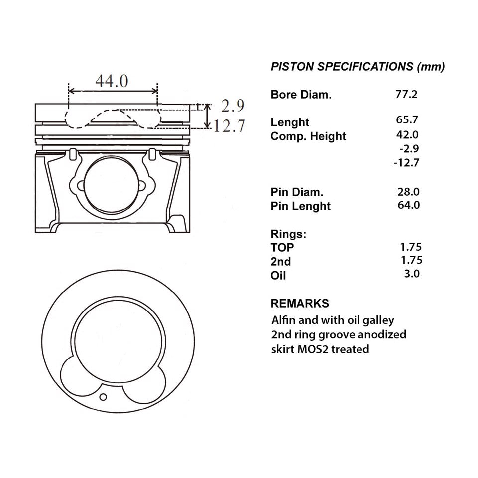 SERIE PISTONI MOTORE COMPLETI STD