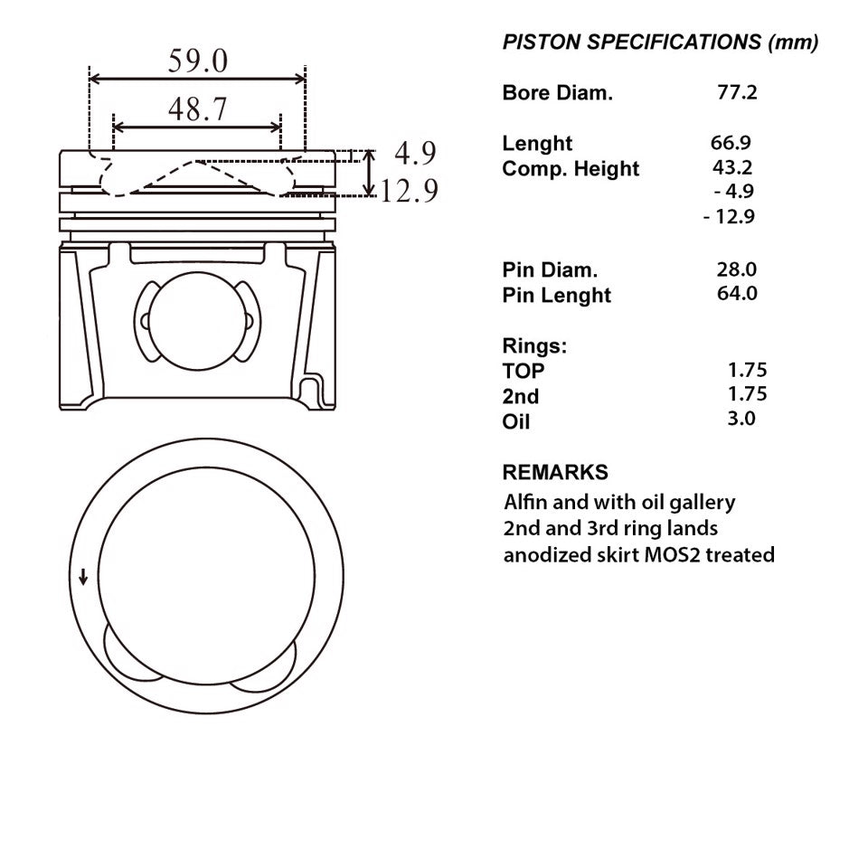 SERIE PISTONI MOTORE COMPLETI STD
