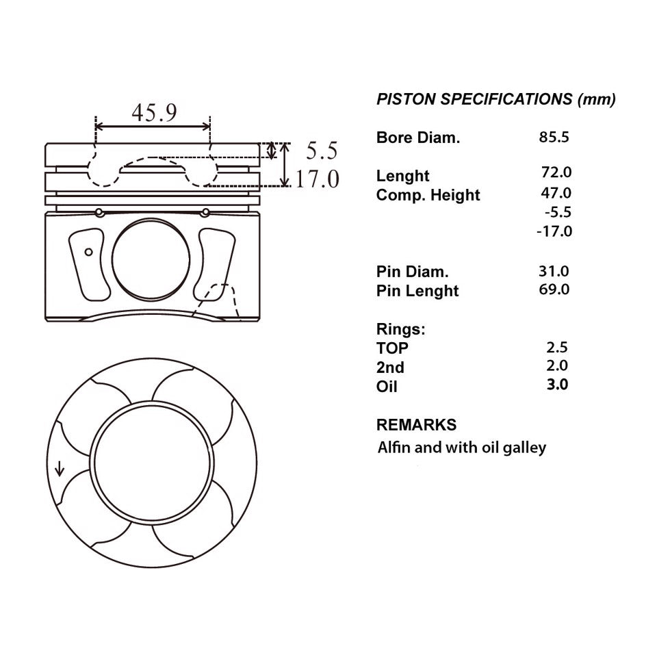 SERIE PISTONI MOTORE COMPLETI 050