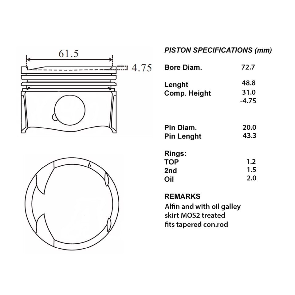 SERIE PISTONI MOTORE COMPLETI 050