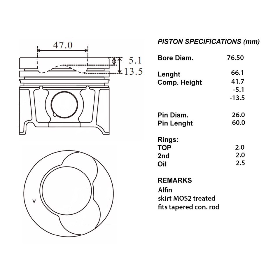 SERIE PISTONI MOTORE COMPLETI 050