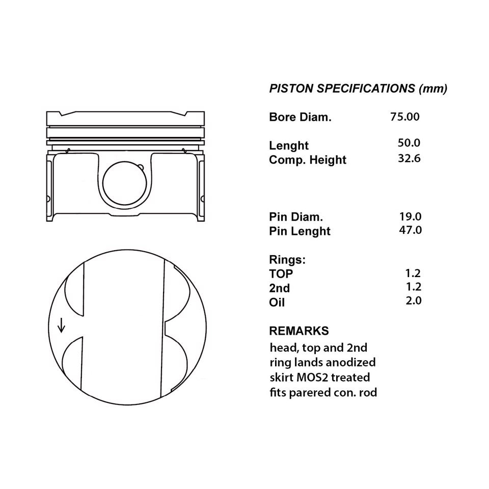 SERIE PISTONI MOTORE COMPLETI 050