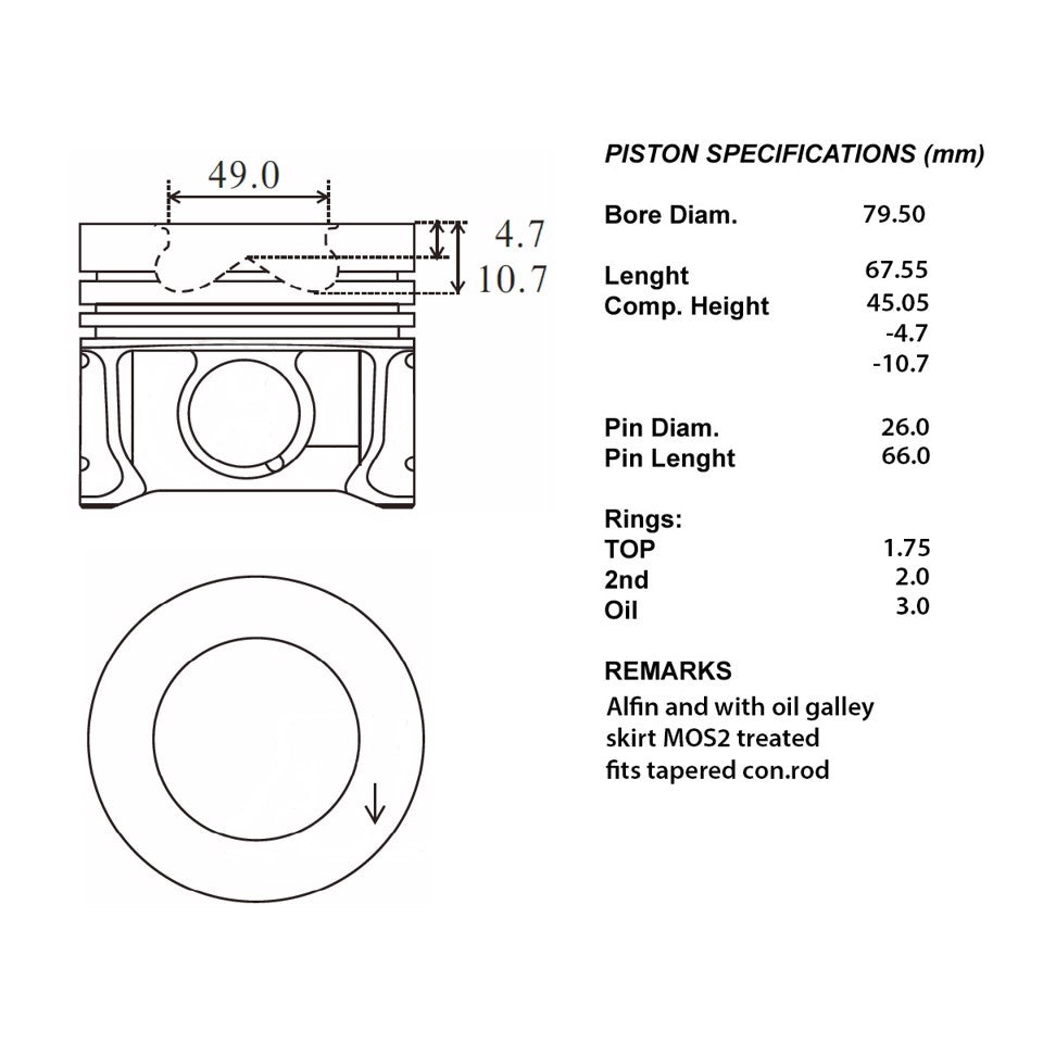 SERIE PISTONI MOTORE COMPLETI 050