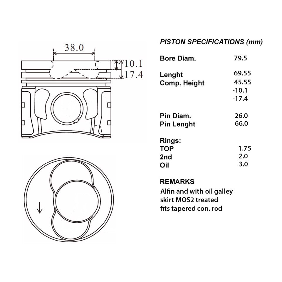 SERIE PISTONI MOTORE COMPLETI 050