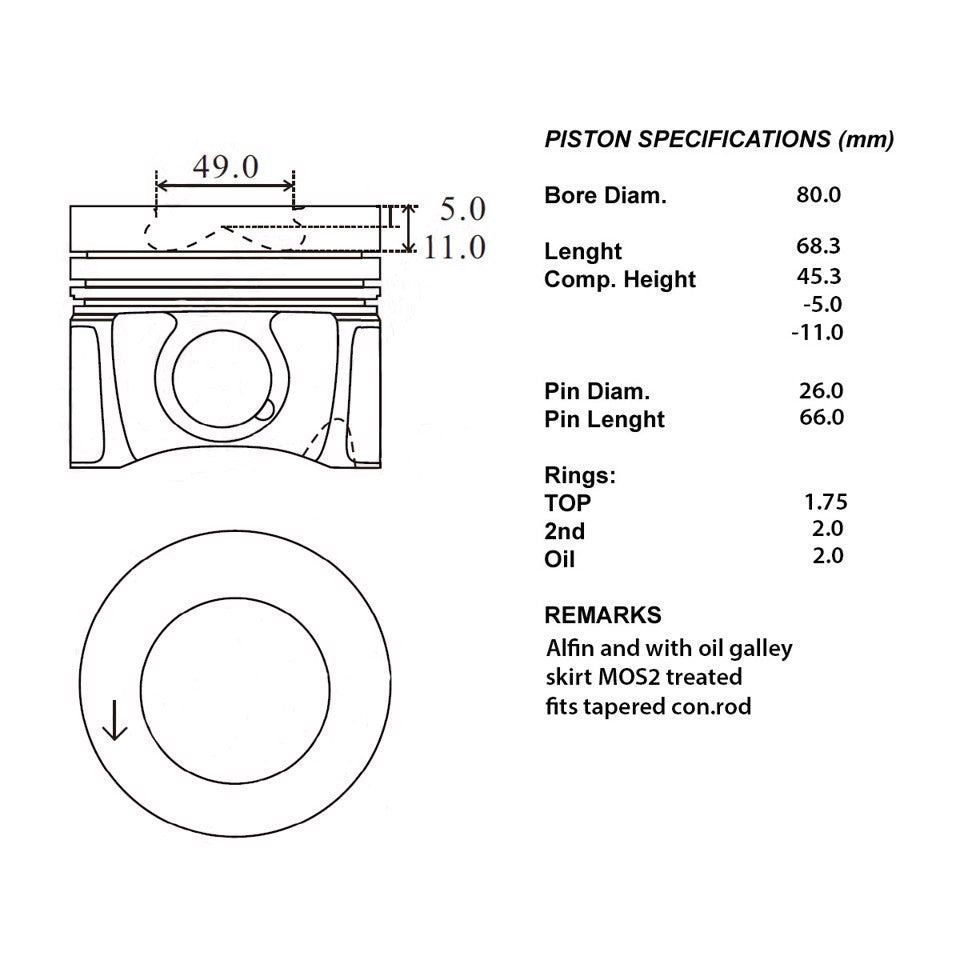 SERIE PISTONI MOTORE COMPLETI 050