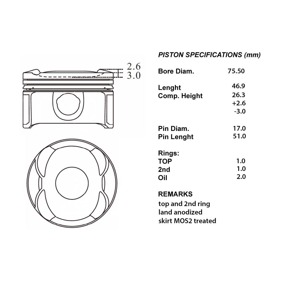 SERIE PISTONI MOTORE COMPLETI 050