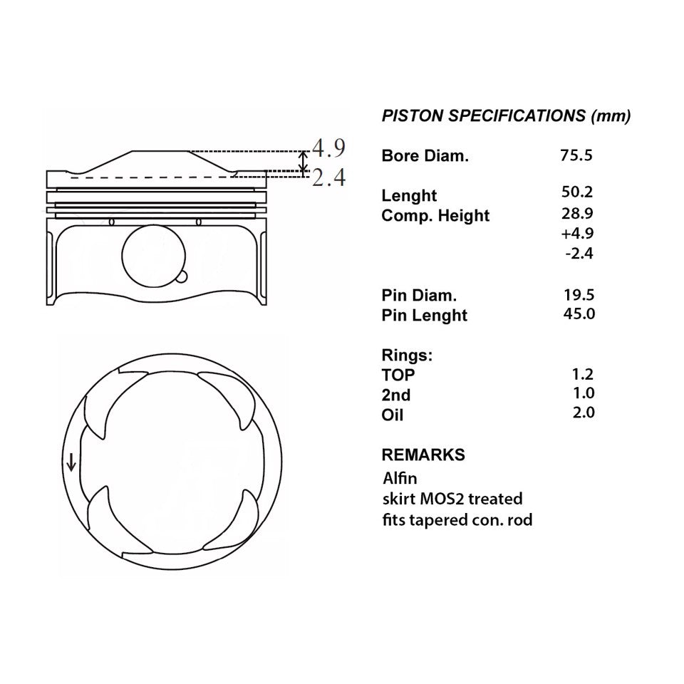 SERIE PISTONI MOTORE COMPLETI 050