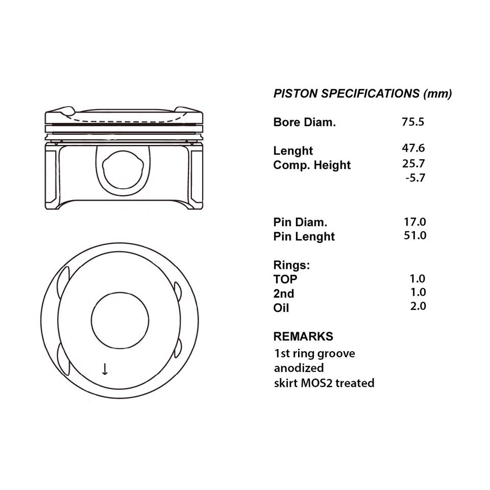 SERIE PISTONI MOTORE COMPLETI 050