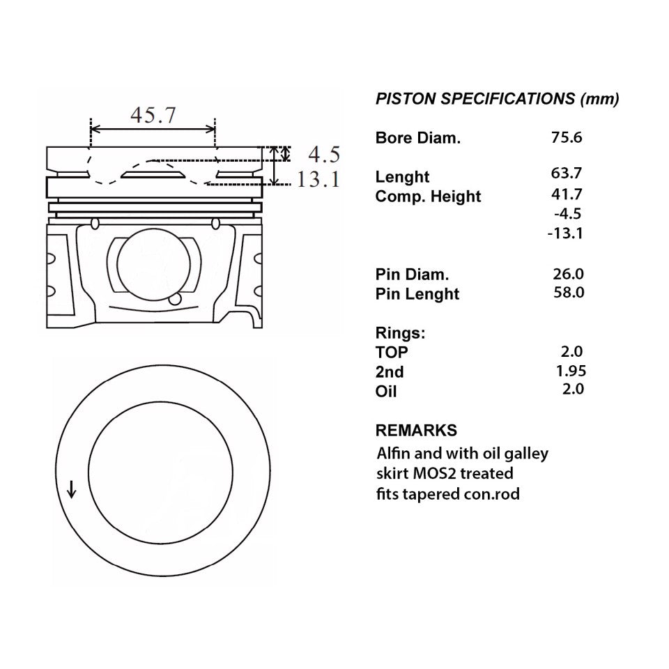 SERIE PISTONI MOTORE COMPLETI 060