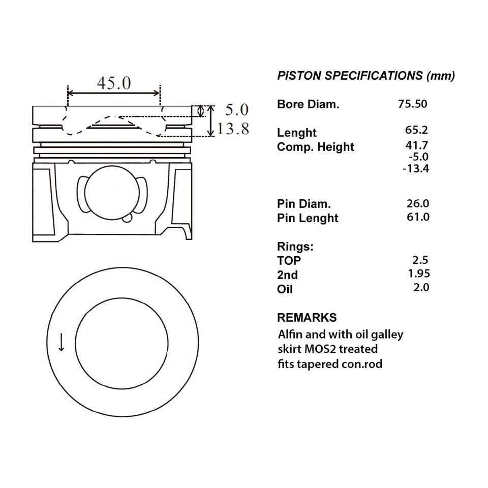 SERIE PISTONI MOTORE COMPLETI 050