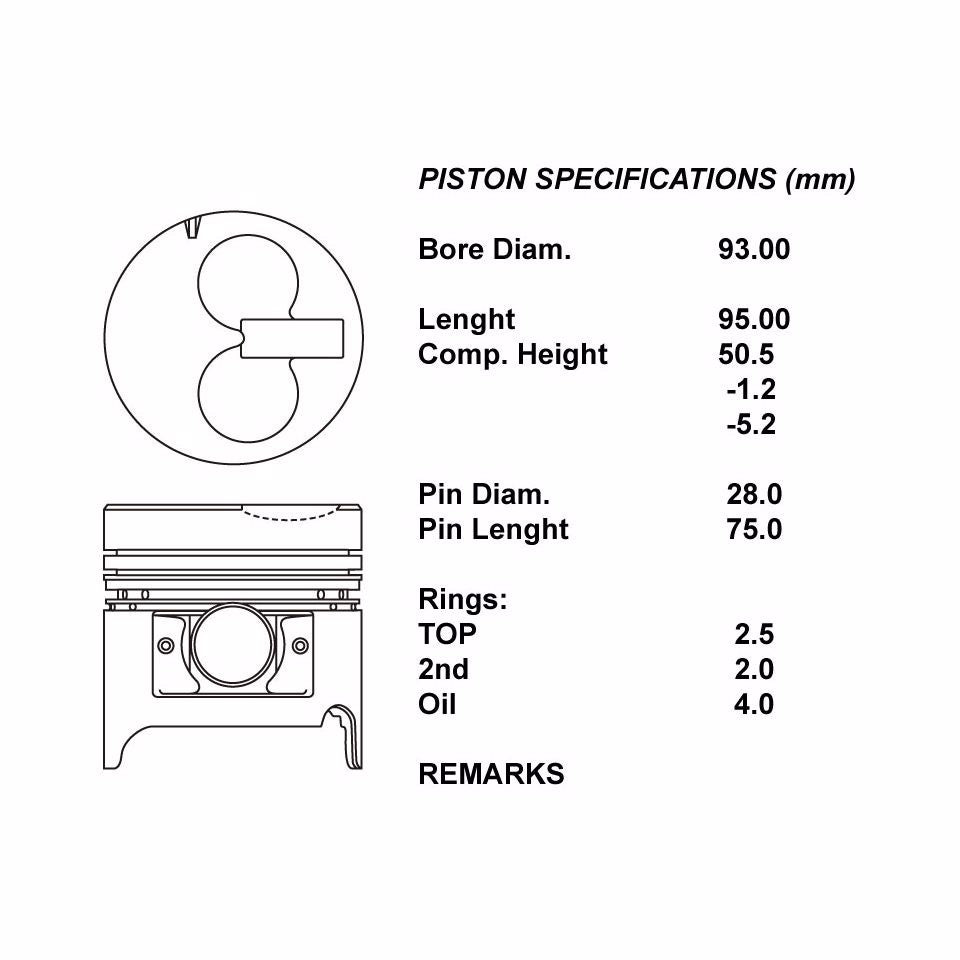 SERIE PISTONI MOTORE 100 (SENZA SEGMENTI)