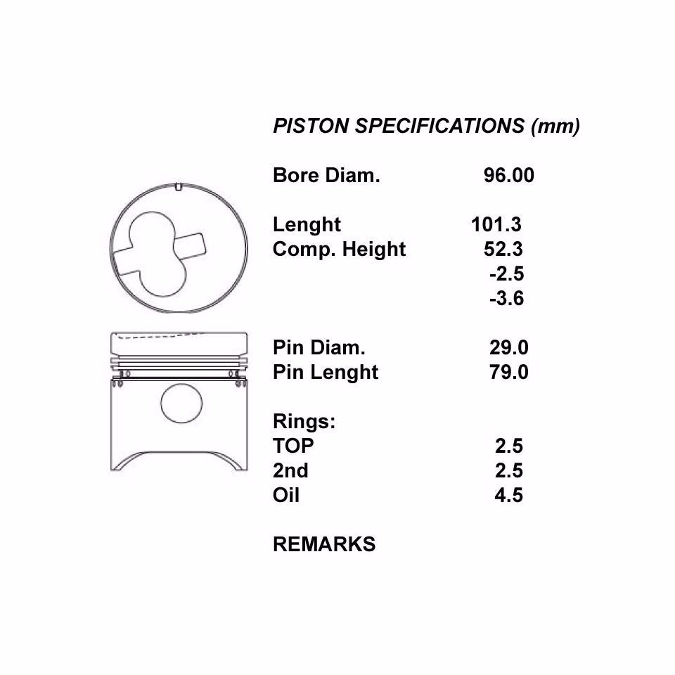 SERIE PISTONI MOTORE 100 (SENZA SEGMENTI)