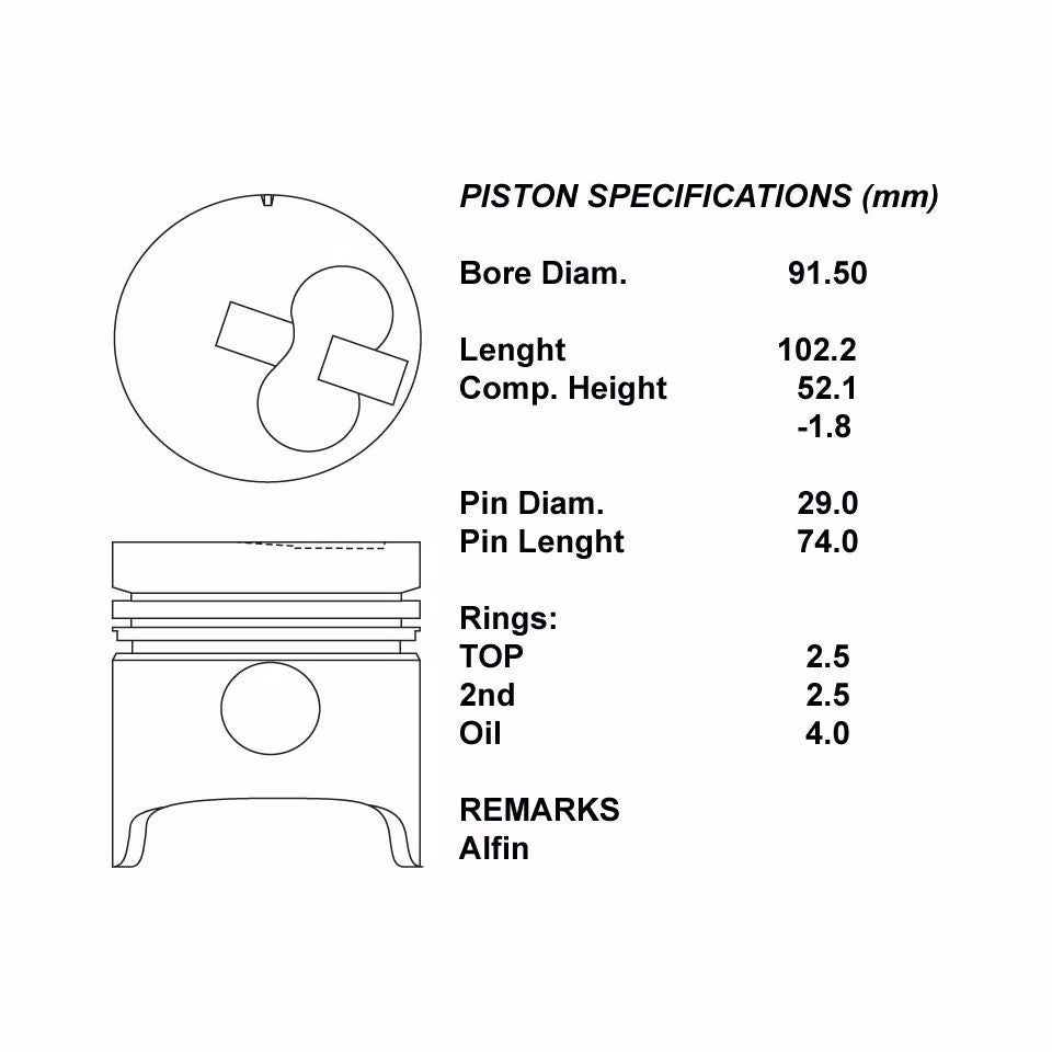 SERIE PISTONI MOTORE 050 (SENZA SEGMENTI)