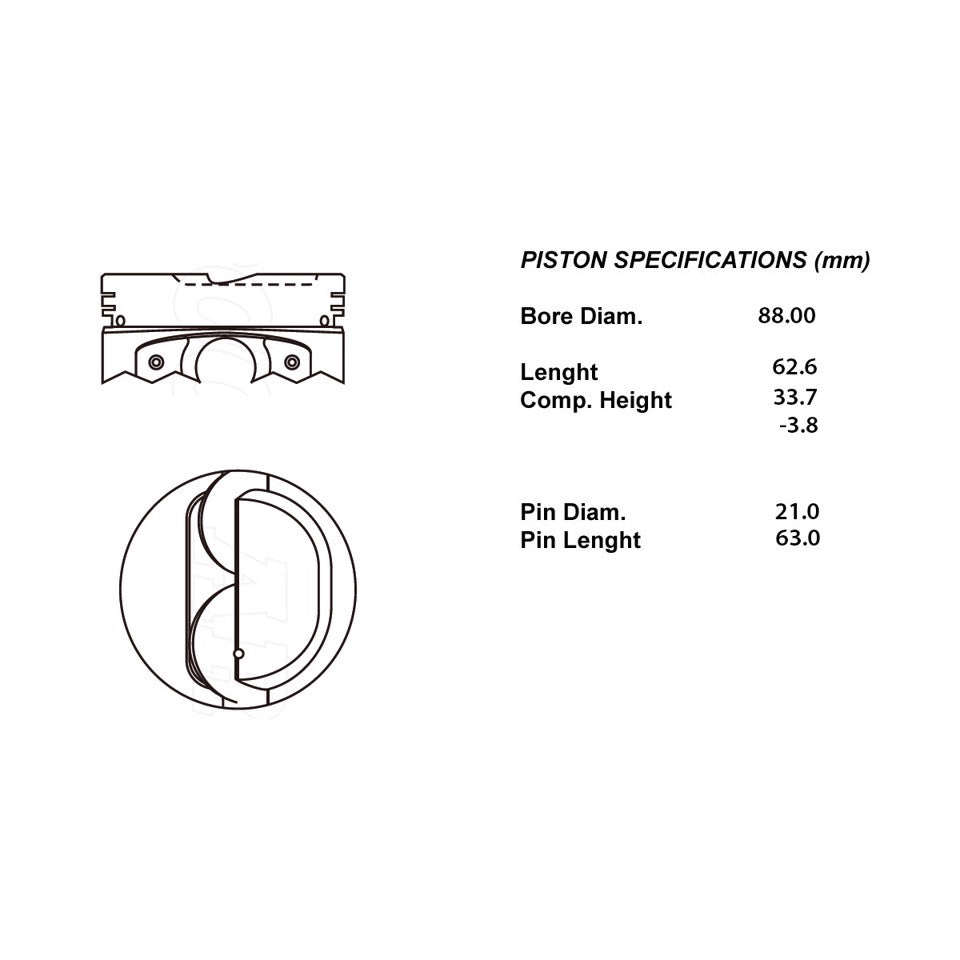 SERIE PISTONI MOTORE 050 (SENZA SEGMENTI)