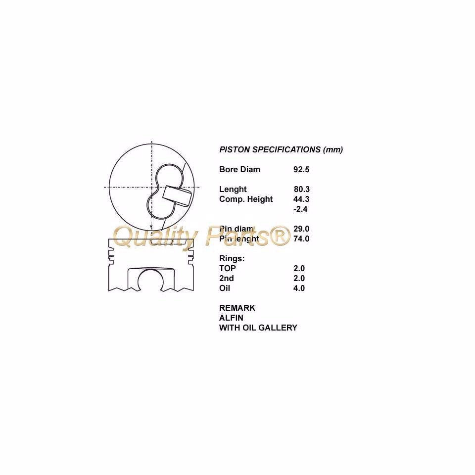 SERIE PISTONI MOTORE 050 (SENZA SEGMENTI)